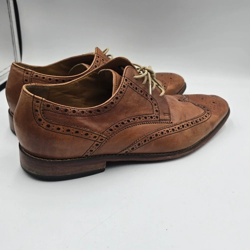 Cole Haan Mens Air Giraldo Wingtip Oxford Shoes Size 11 M  British Tan Leather